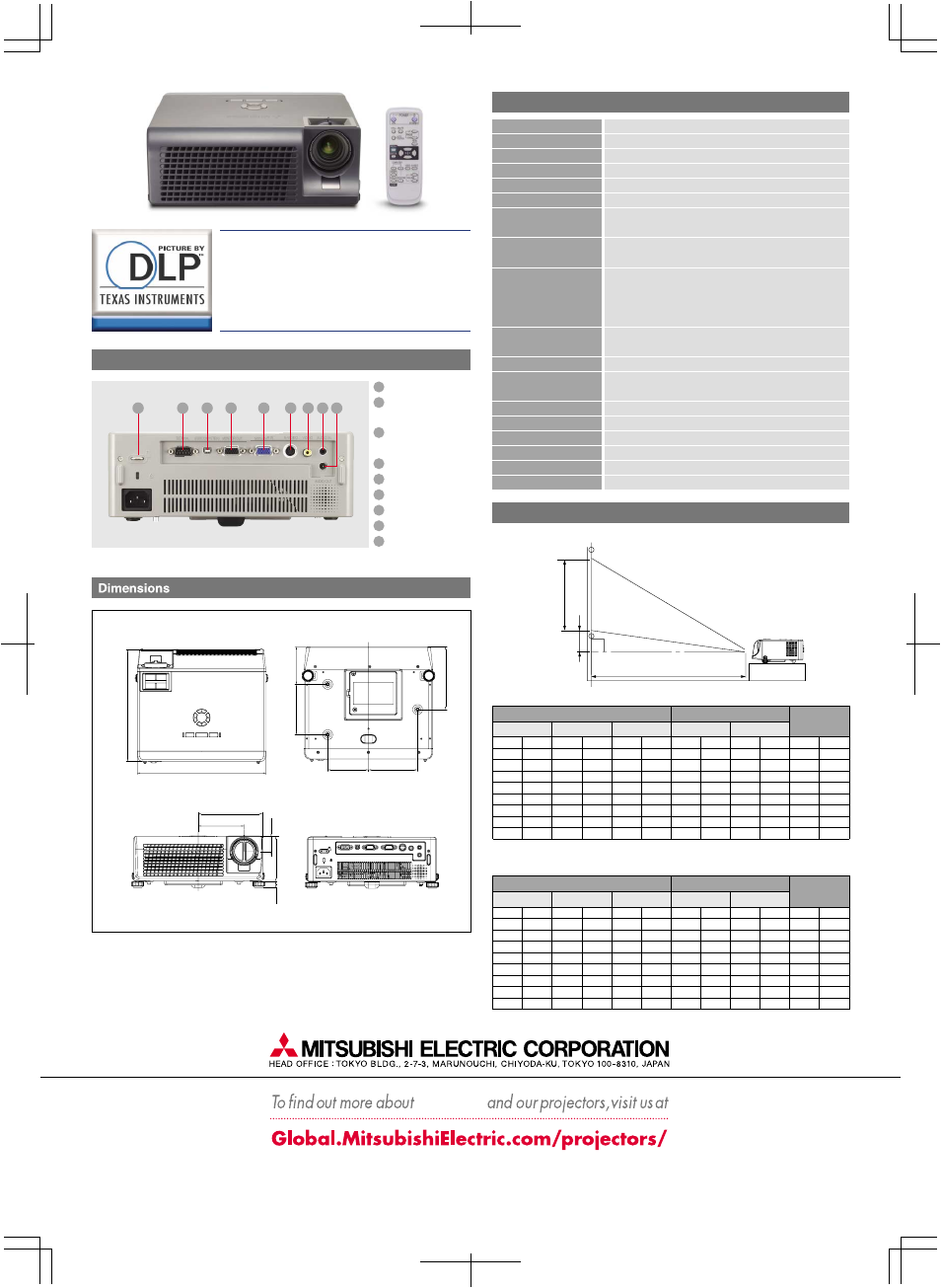 Xd206u, Mobile xga projector | MITSUBISHI ELECTRIC XD206U User Manual | Page 2 / 2