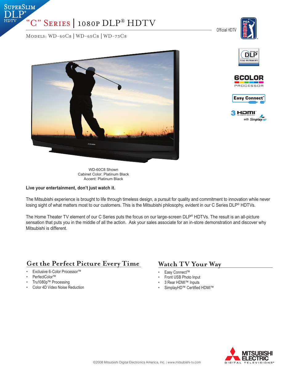 MITSUBISHI ELECTRIC WD-73C8 User Manual | 2 pages