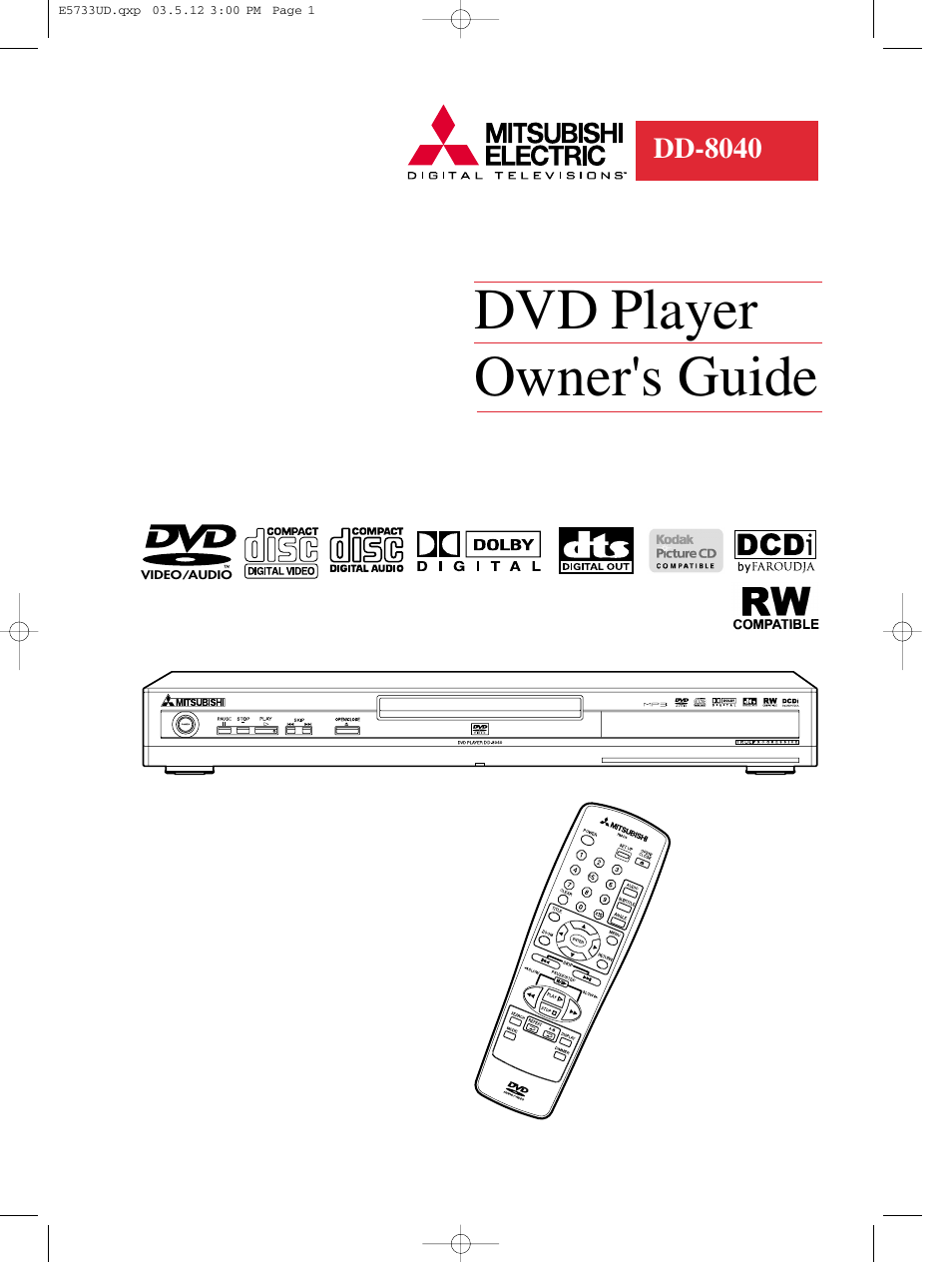 MITSUBISHI ELECTRIC DD-8040 User Manual | 40 pages