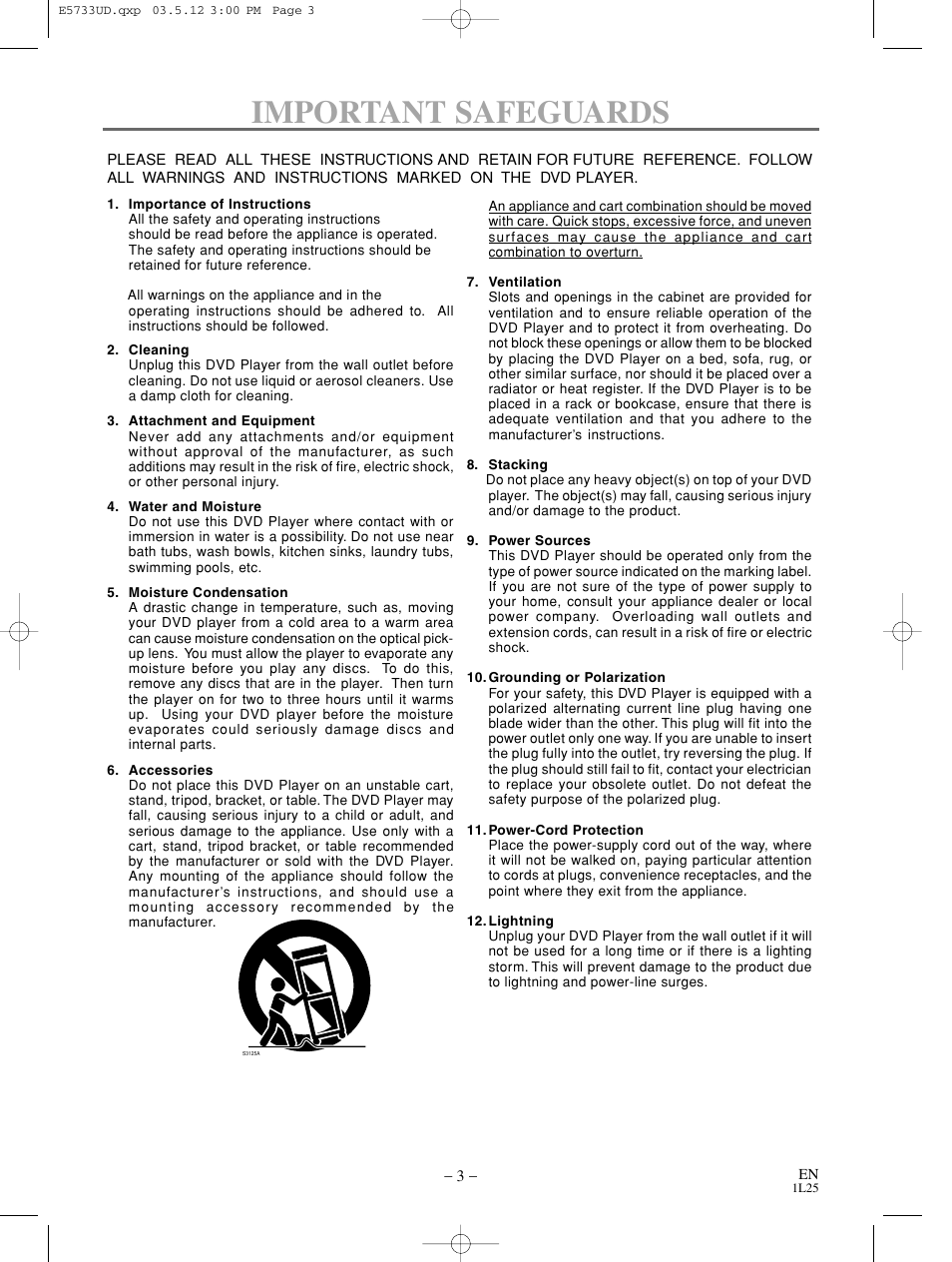 Important safeguards | MITSUBISHI ELECTRIC DD-8040 User Manual | Page 3 / 40