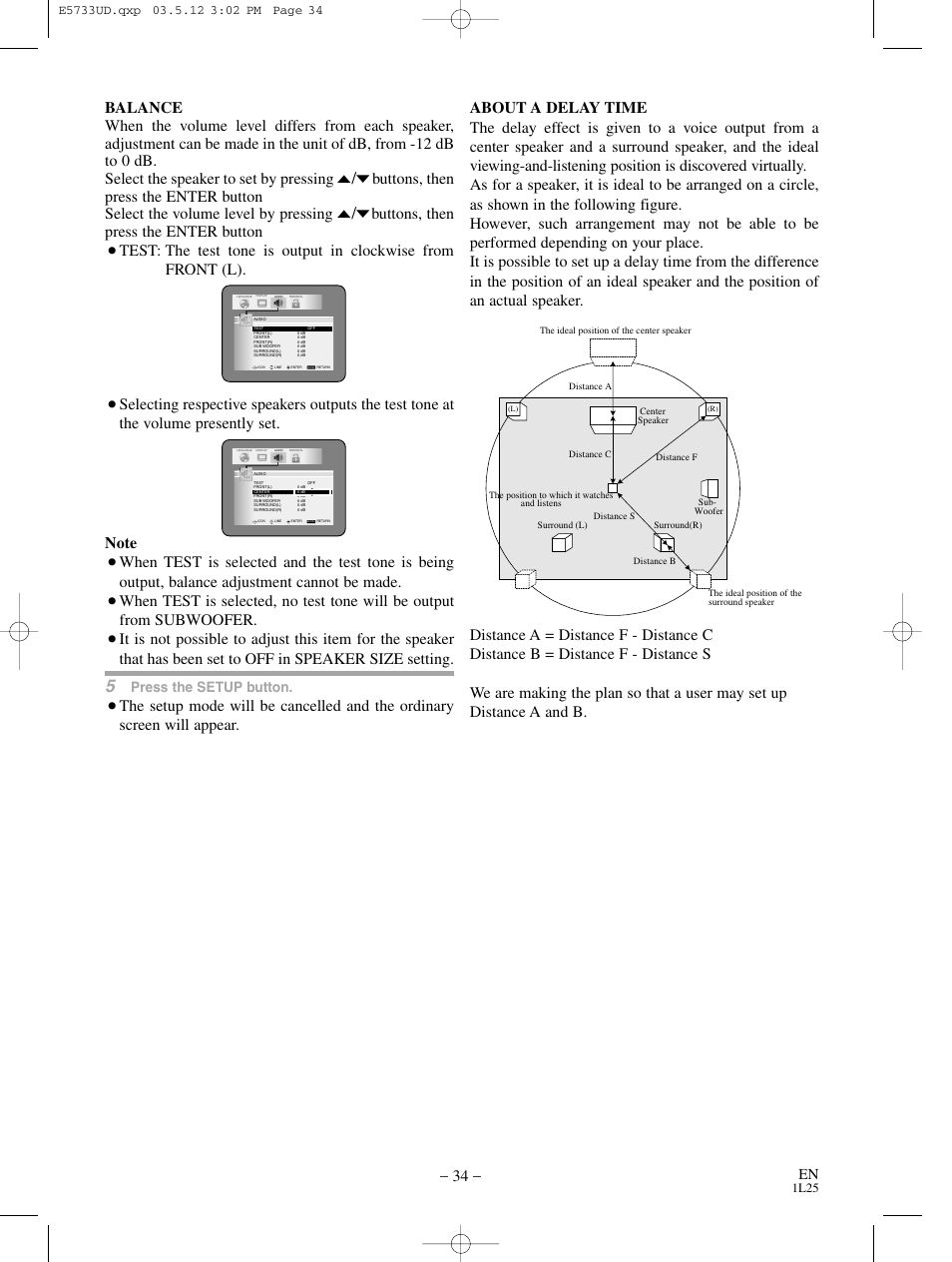 Press the setup button, 1l25 | MITSUBISHI ELECTRIC DD-8040 User Manual | Page 34 / 40