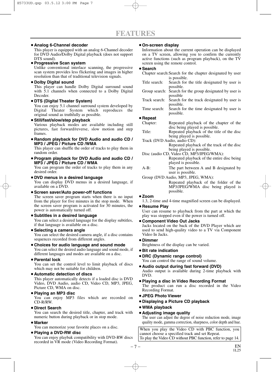 Features | MITSUBISHI ELECTRIC DD-8040 User Manual | Page 7 / 40