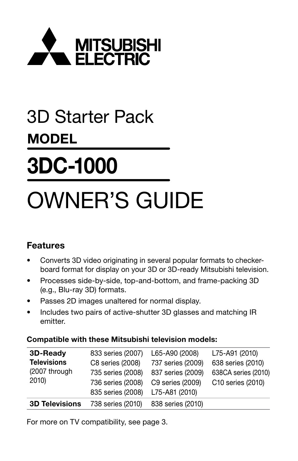 MITSUBISHI ELECTRIC Mitsubishi Electric 3D Starter Pack 3DC-1000 User Manual | 16 pages
