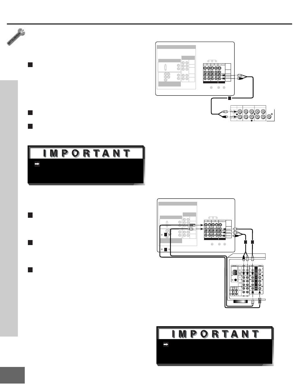 Audio/video menu, Part ii : installation, Stereo audio system | Turn off the tv’s speakers through the, Page 42, Figure 1), Figure 2) | MITSUBISHI ELECTRIC WD-65000 User Manual | Page 18 / 71