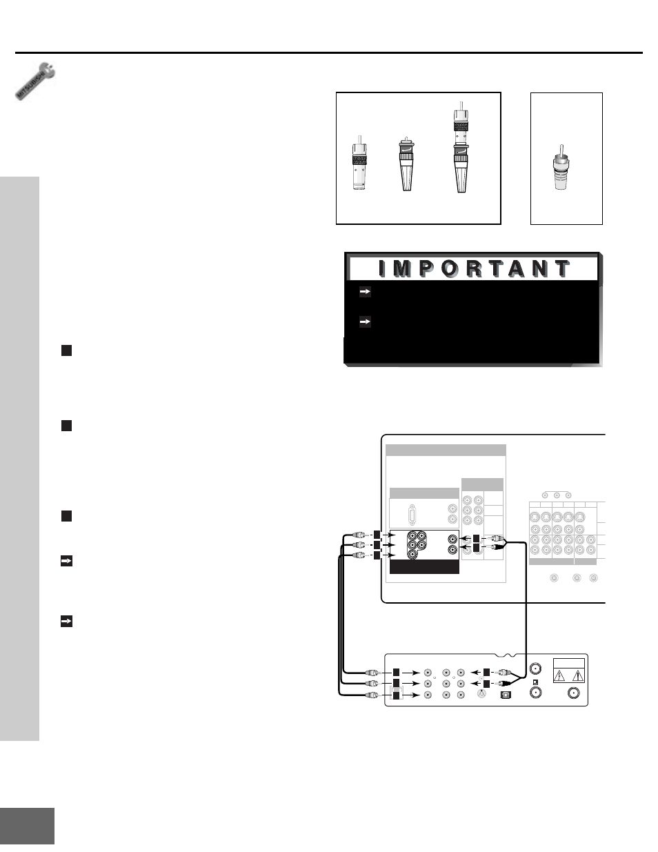 Connecting a dtv receiver, Assign input menu, Appendix b | Part ii : installation, Dtv connections and adaptors, Page 33, Figure 1), Figure 2) | MITSUBISHI ELECTRIC WD-65000 User Manual | Page 20 / 71