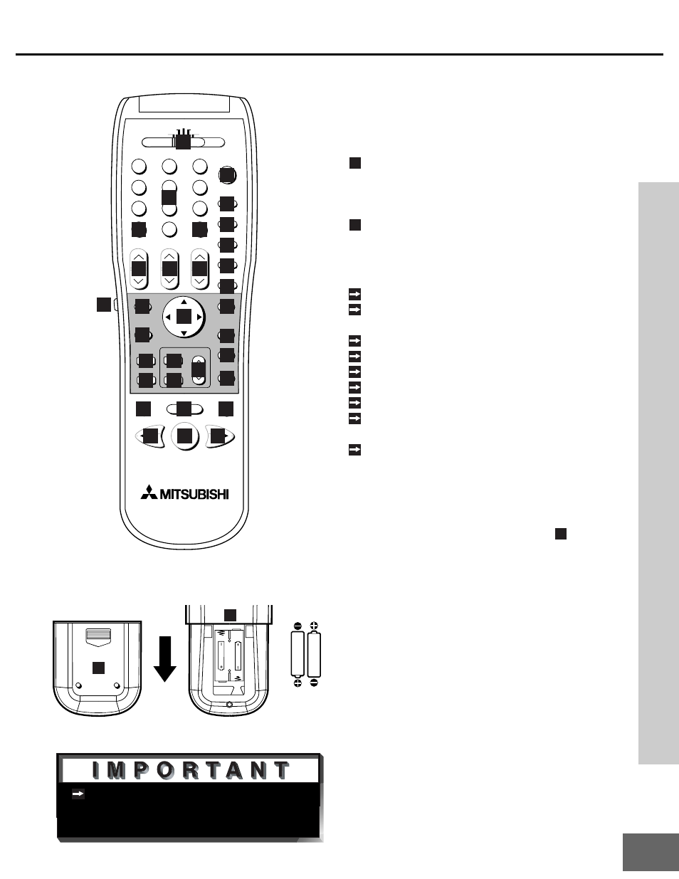 Use of the remote control with other a/v products, Part iv : operation, Operation installing the batteries | Pages 28 - 29 | MITSUBISHI ELECTRIC WD-65000 User Manual | Page 49 / 71