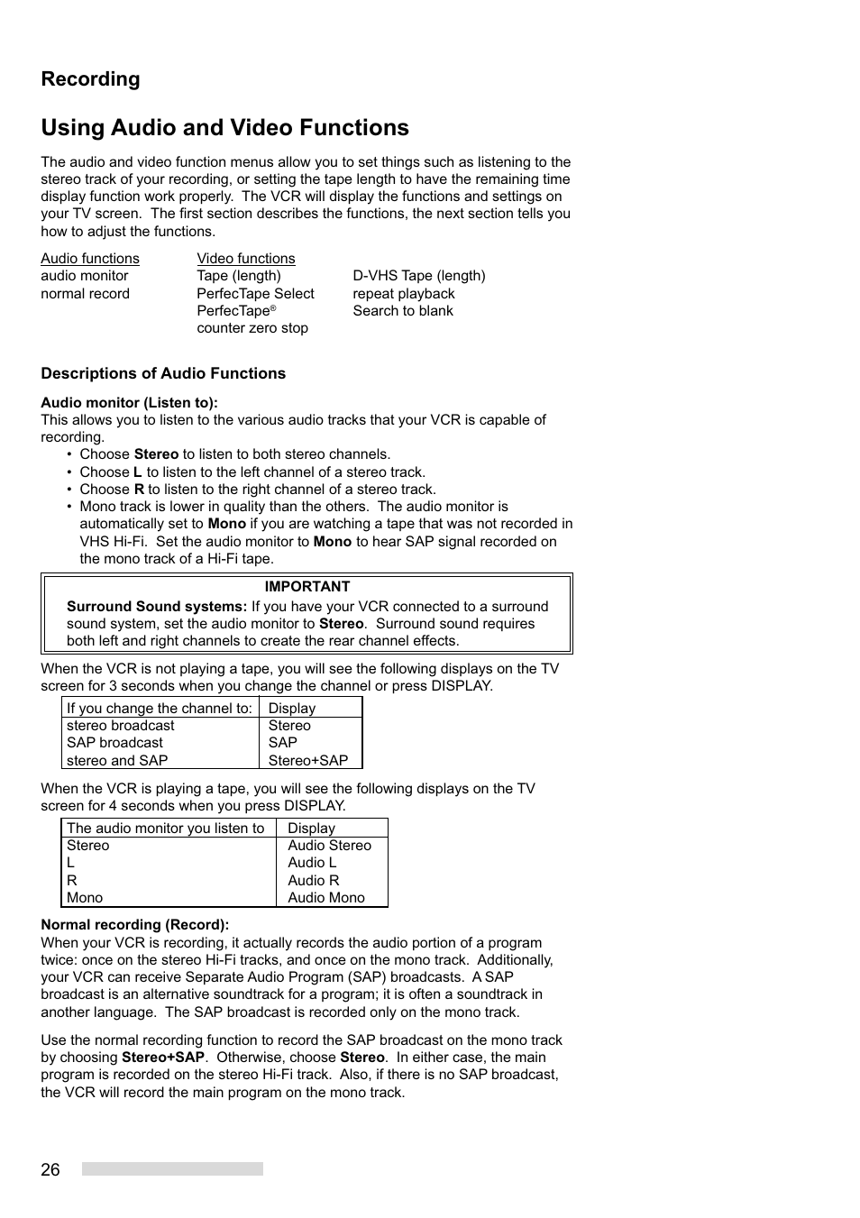 Using audio and video functions, Recording | MITSUBISHI ELECTRIC HS-HD1100U User Manual | Page 28 / 64