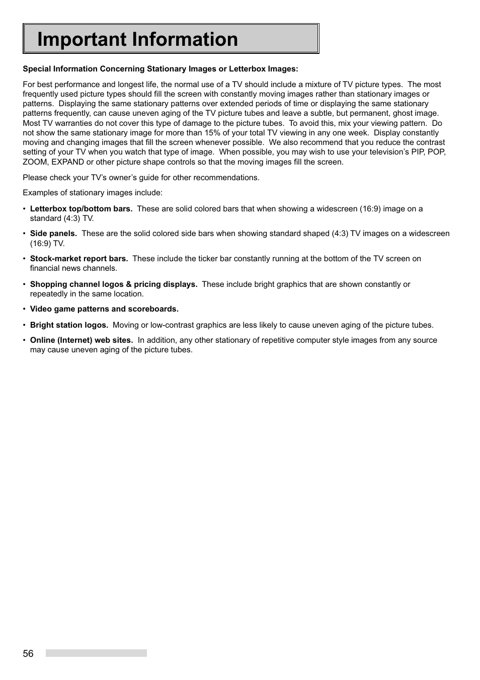 Important information | MITSUBISHI ELECTRIC HS-HD1100U User Manual | Page 58 / 64