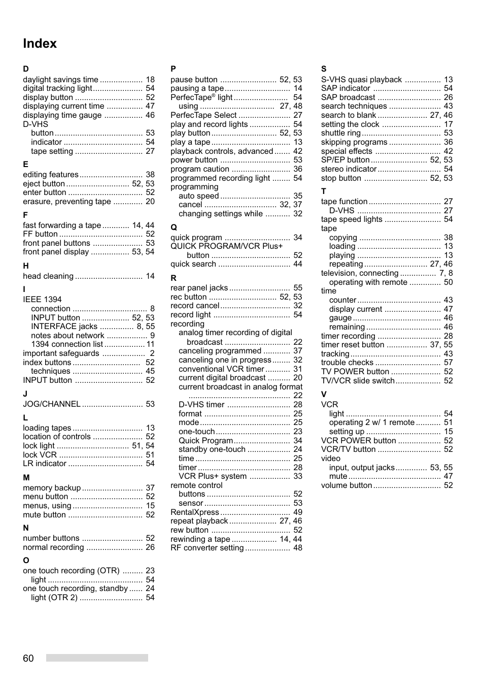 Index | MITSUBISHI ELECTRIC HS-HD1100U User Manual | Page 62 / 64