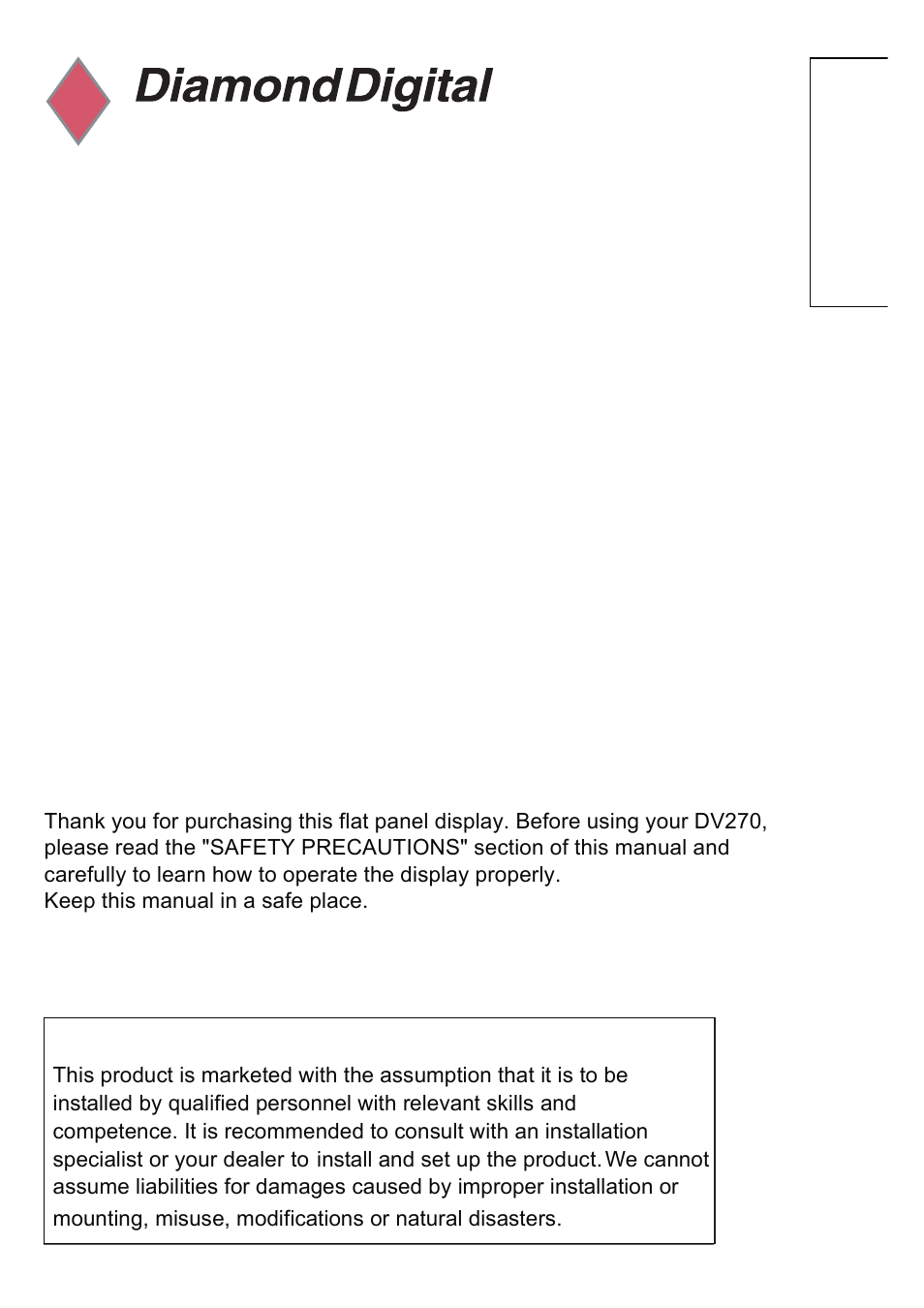 MITSUBISHI ELECTRIC DV270 User Manual | 22 pages