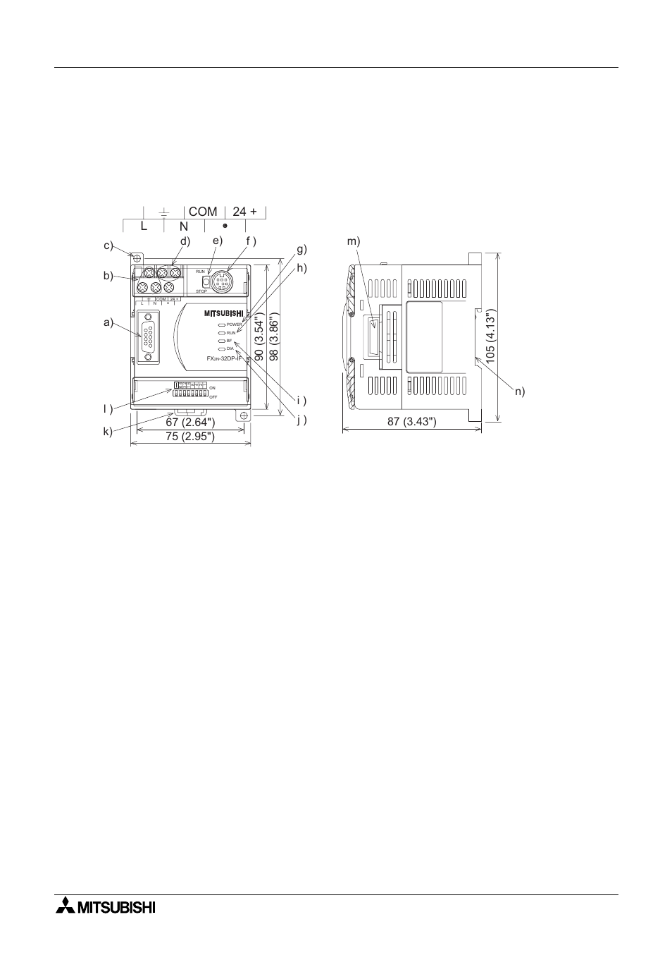 2 external dimensions and each part name, External dimensions and each part name -2 | MITSUBISHI ELECTRIC FX2N User Manual | Page 12 / 70