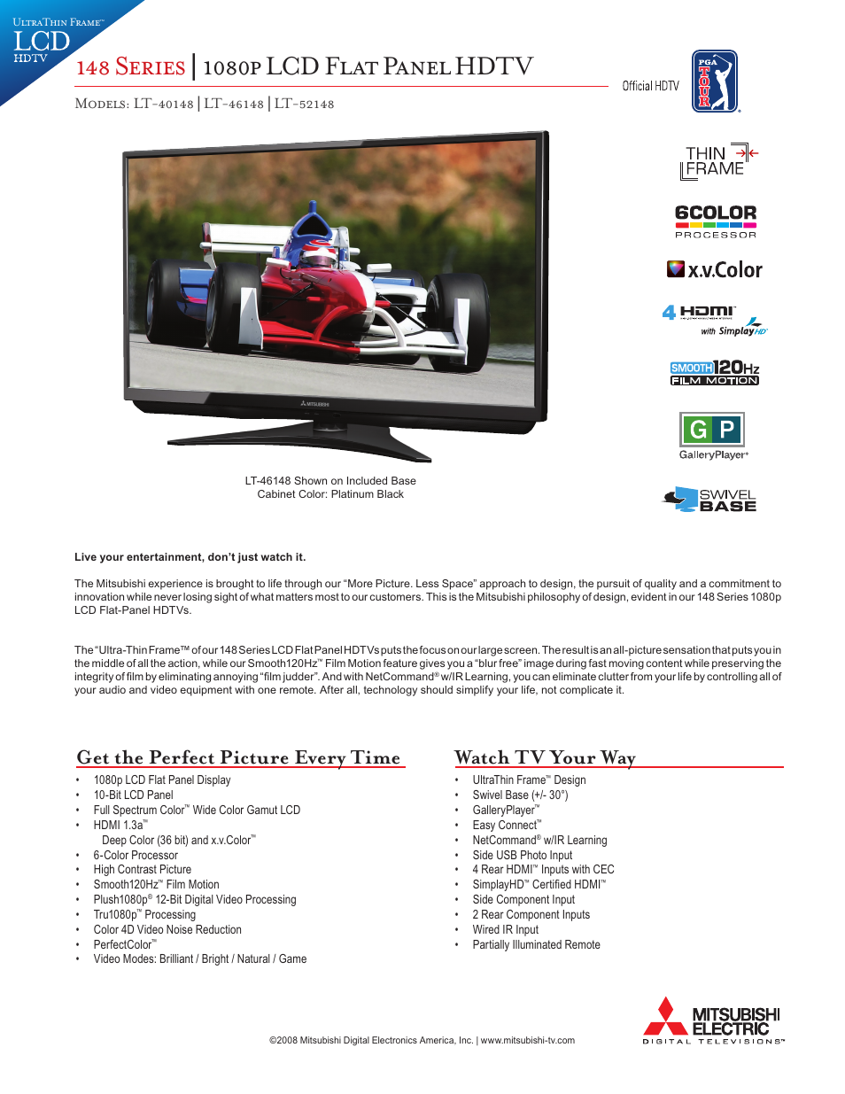 MITSUBISHI ELECTRIC LT-52148 User Manual | 2 pages