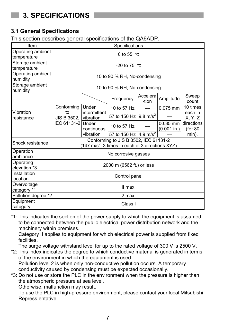 Specifications, 1 general specifications | MITSUBISHI ELECTRIC QA6ADP User Manual | Page 8 / 20