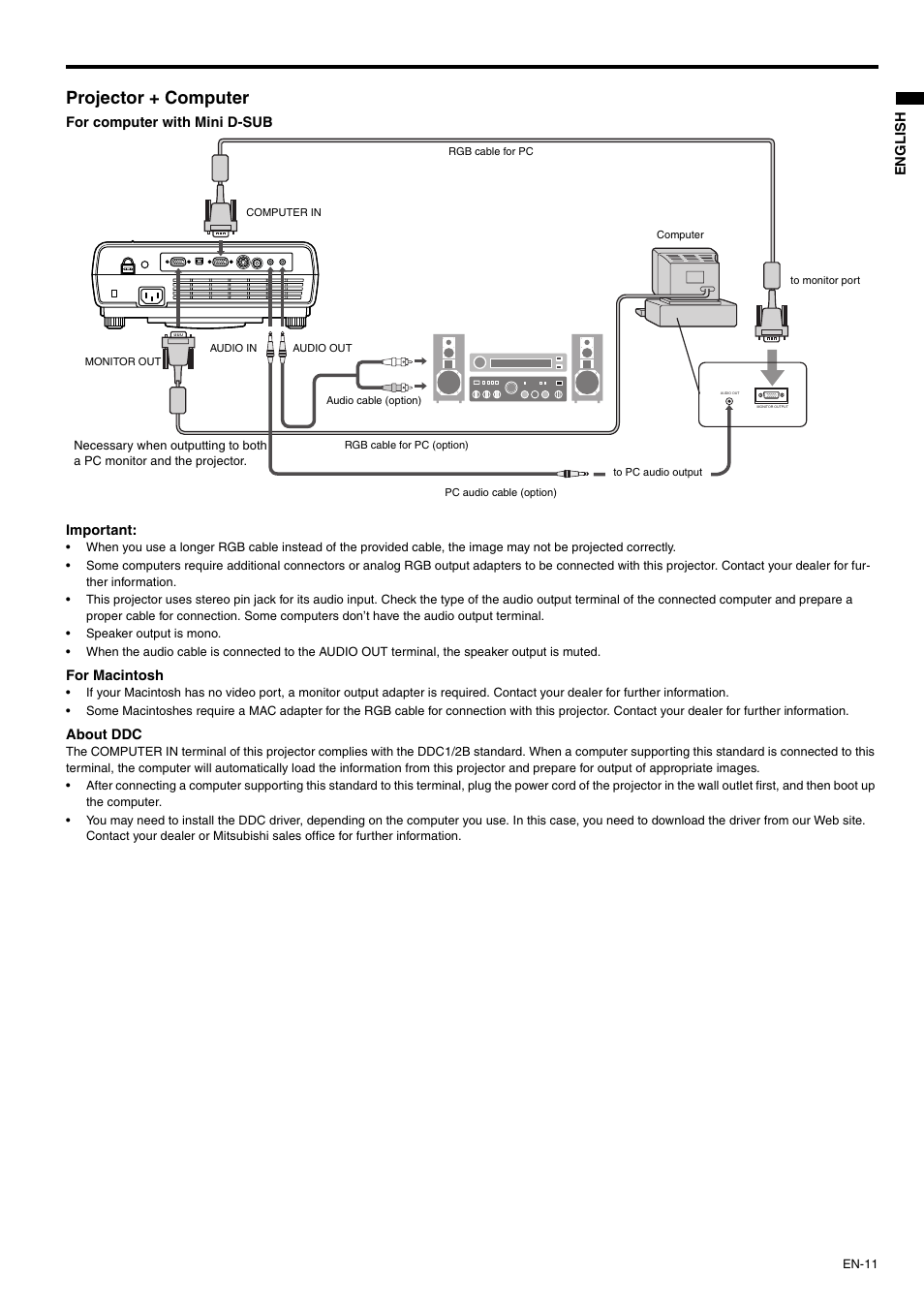 Projector + computer | MITSUBISHI ELECTRIC XD110U User Manual | Page 11 / 30