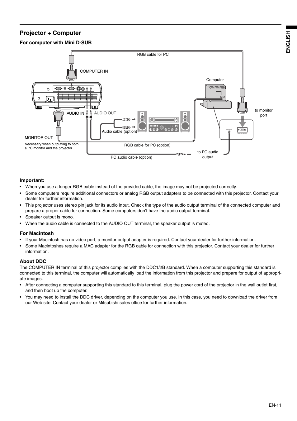 Projector + computer | MITSUBISHI ELECTRIC XD110U SD110U User Manual | Page 11 / 30