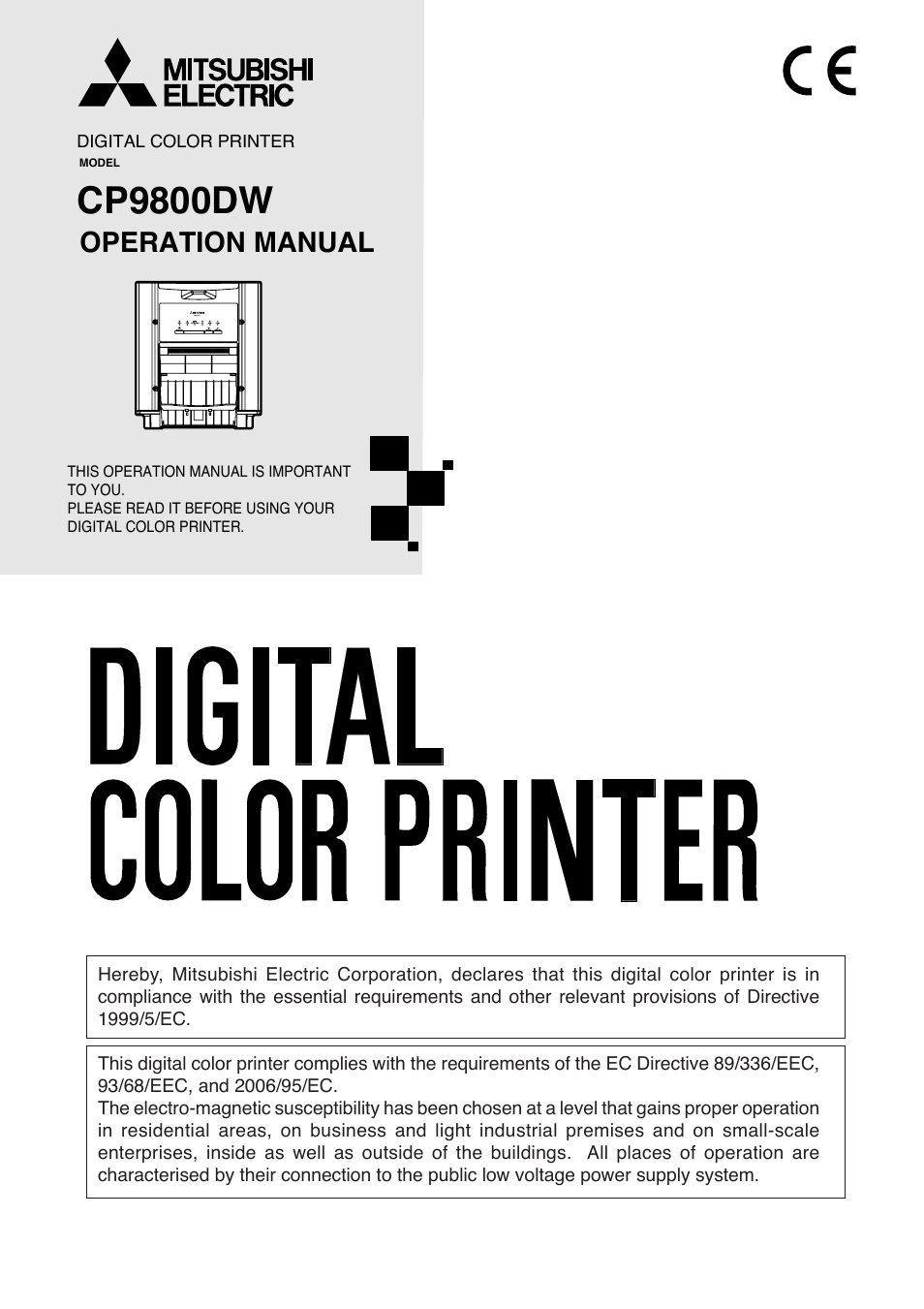 MITSUBISHI ELECTRIC CP9800DW User Manual | 27 pages