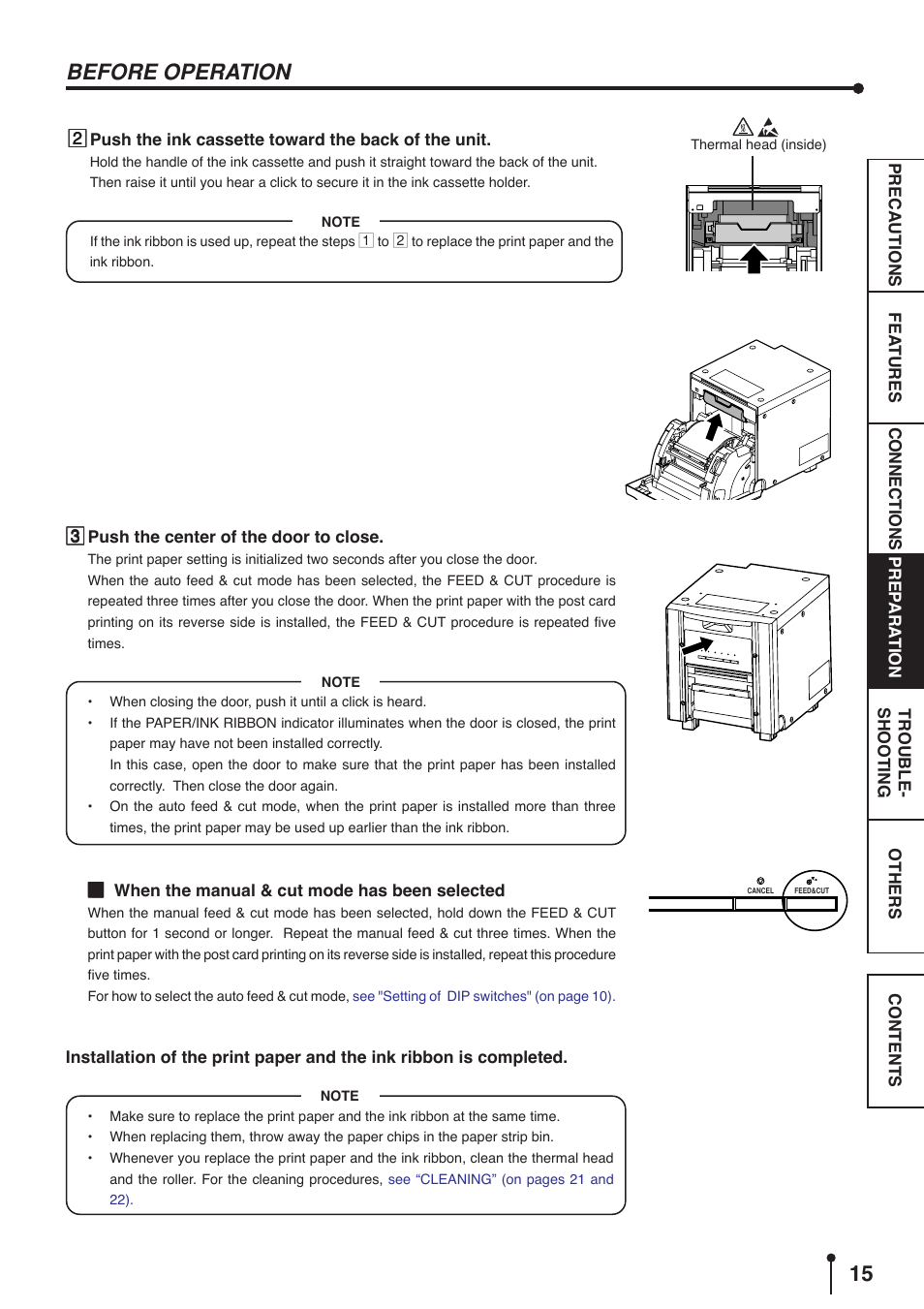 Before operation | MITSUBISHI ELECTRIC CP9800DW User Manual | Page 18 / 27