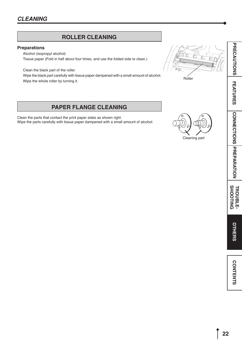 Cleaning roller cleaning, Paper flange cleaning | MITSUBISHI ELECTRIC CP9800DW User Manual | Page 25 / 27