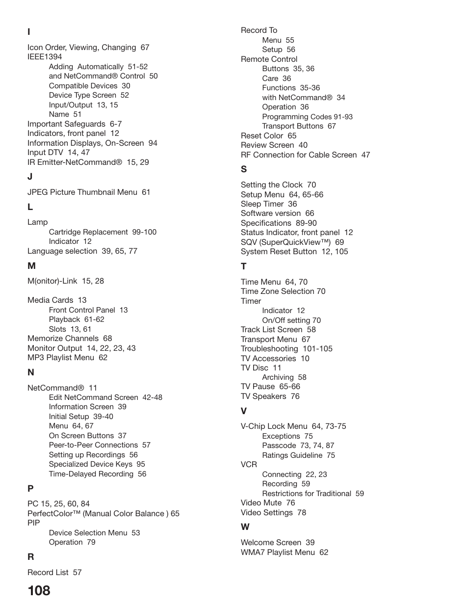 MITSUBISHI ELECTRIC WD-52825 User Manual | Page 108 / 112