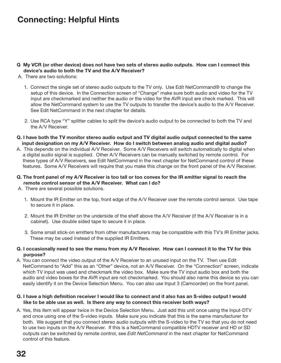 Chapter, Connecting: helpful hints | MITSUBISHI ELECTRIC WD-52825 User Manual | Page 32 / 112