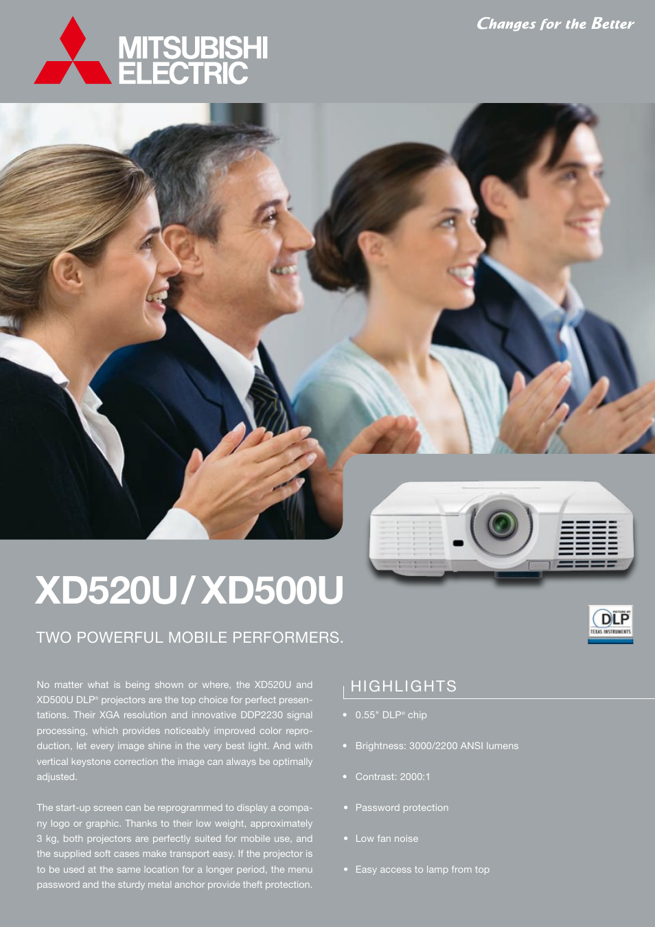 MITSUBISHI ELECTRIC XD520U User Manual | 2 pages