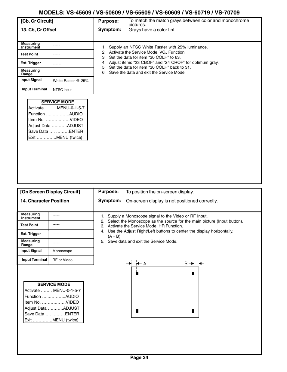 MITSUBISHI ELECTRIC VS-60609 User Manual | Page 34 / 71