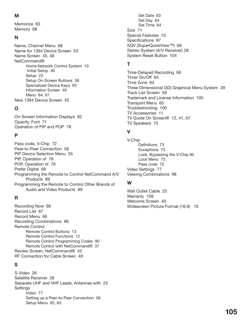 MITSUBISHI ELECTRIC WD-52527 User Manual | Page 105 / 110