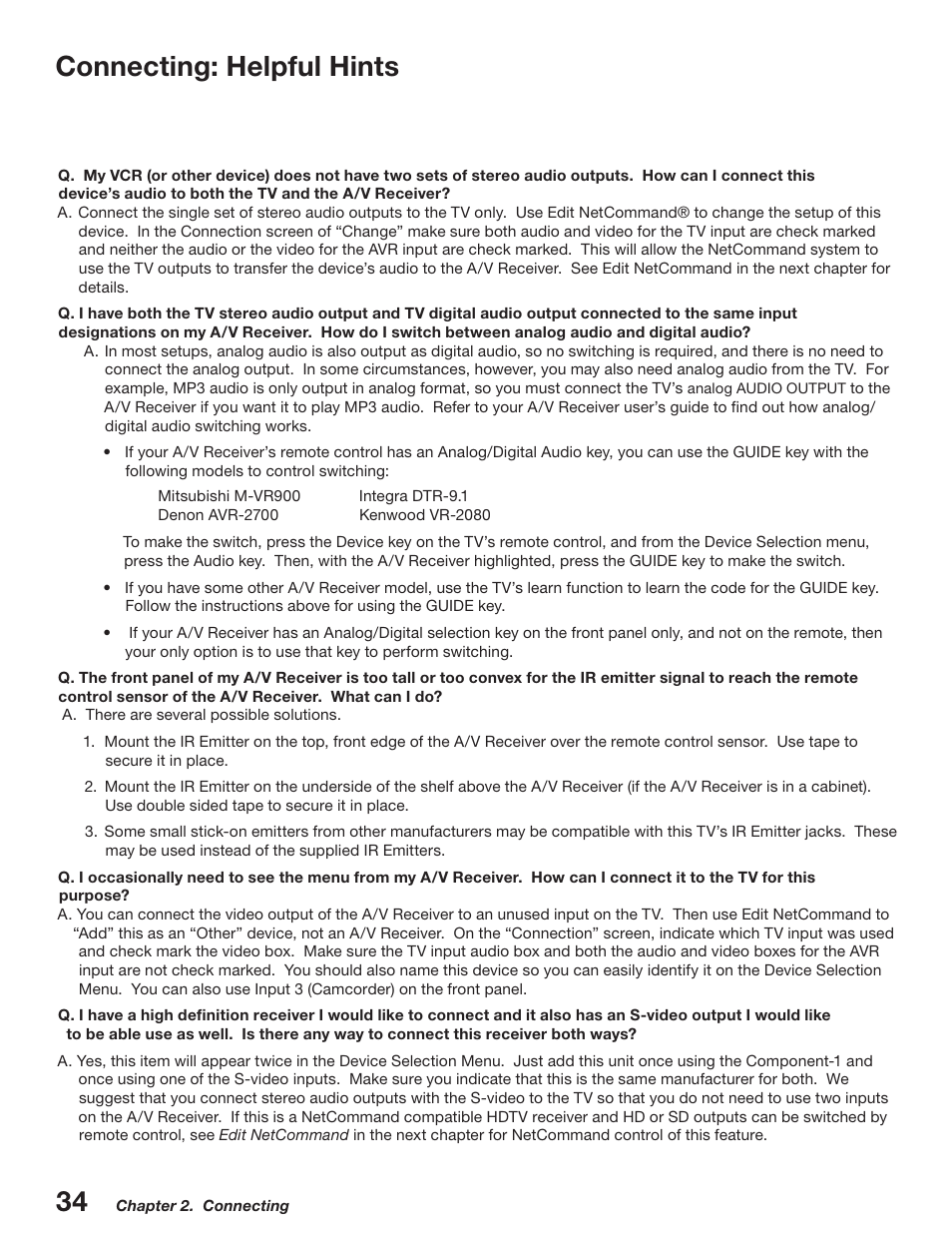 Connecting: helpful hints | MITSUBISHI ELECTRIC WD-52527 User Manual | Page 34 / 110