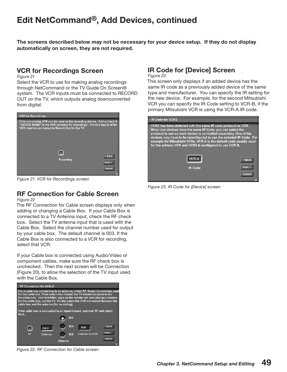 Edit netcommand, Add devices, continued | MITSUBISHI ELECTRIC WD-52527 User Manual | Page 49 / 110