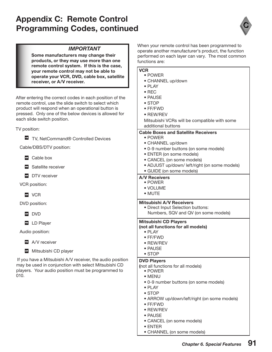 MITSUBISHI ELECTRIC WD-52527 User Manual | Page 91 / 110