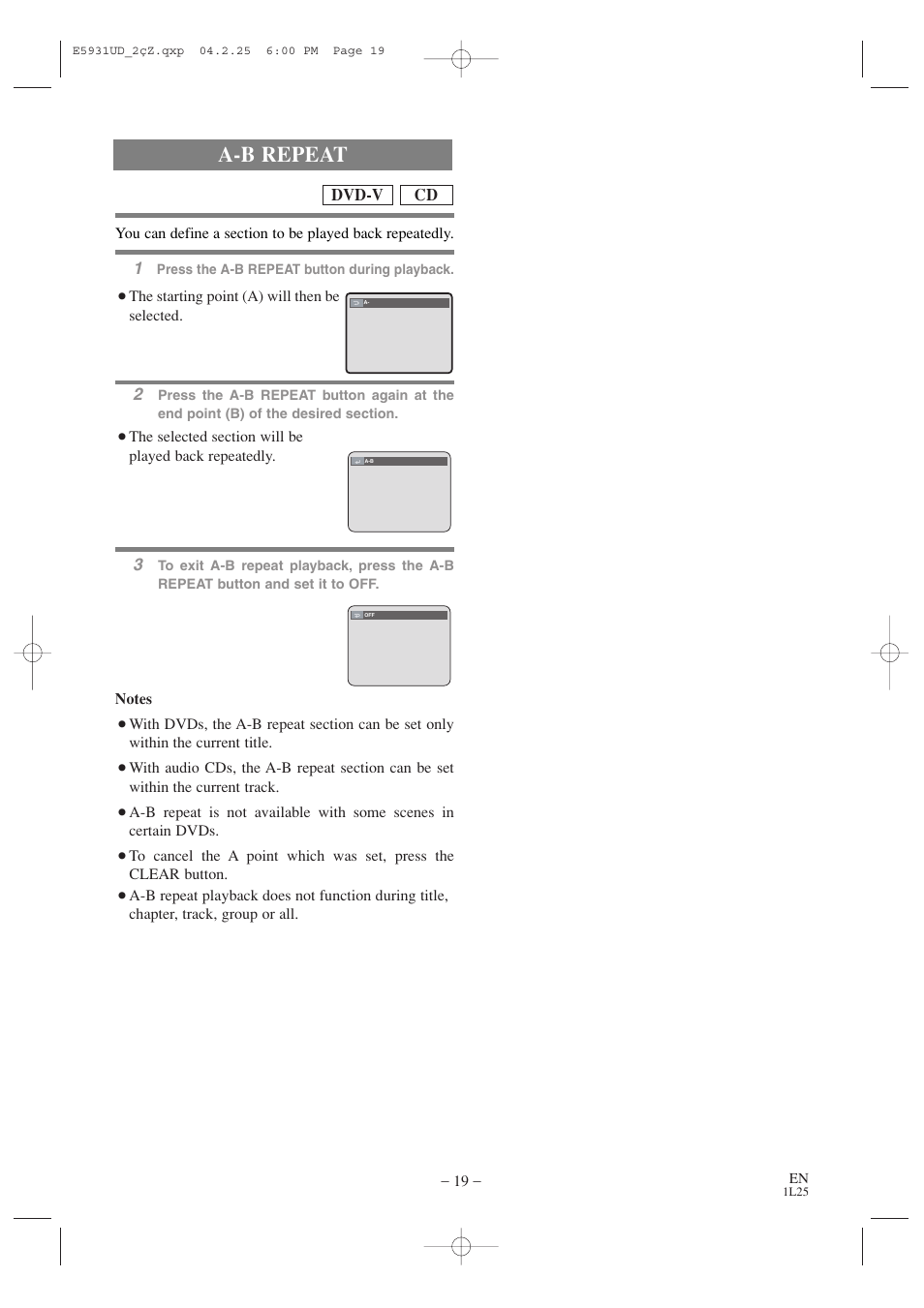 A-b repeat | MITSUBISHI ELECTRIC DD-6050 User Manual | Page 19 / 40