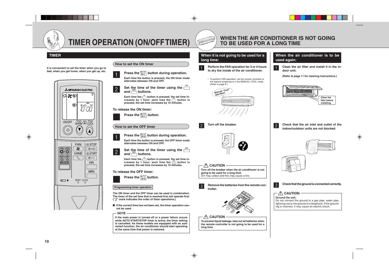 Timer operation (on/off timer) | MITSUBISHI ELECTRIC MSZ09UN User Manual | Page 19 / 30