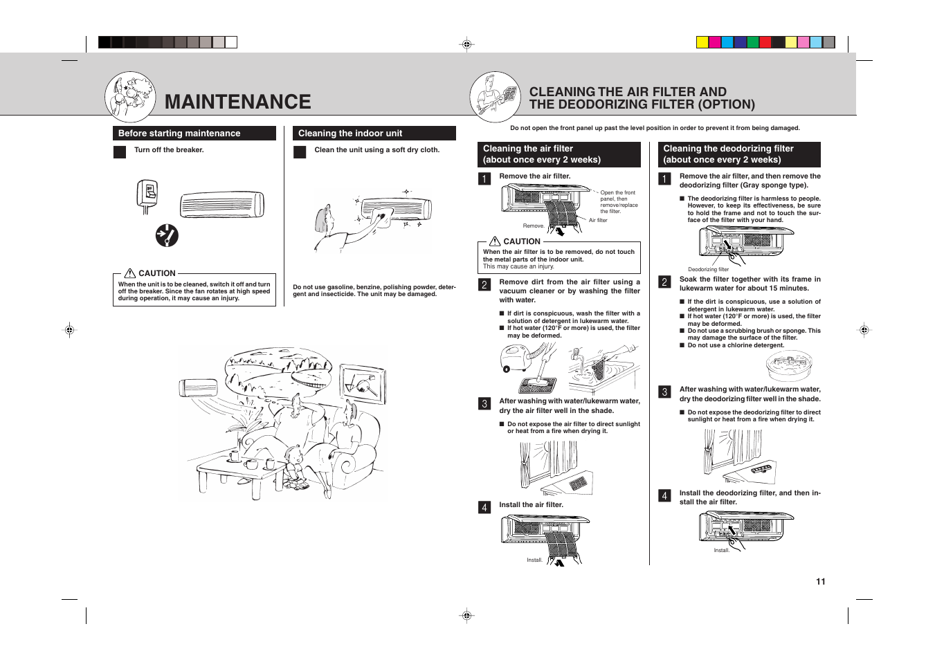 Maintenance | MITSUBISHI ELECTRIC MSZ09UN User Manual | Page 21 / 30