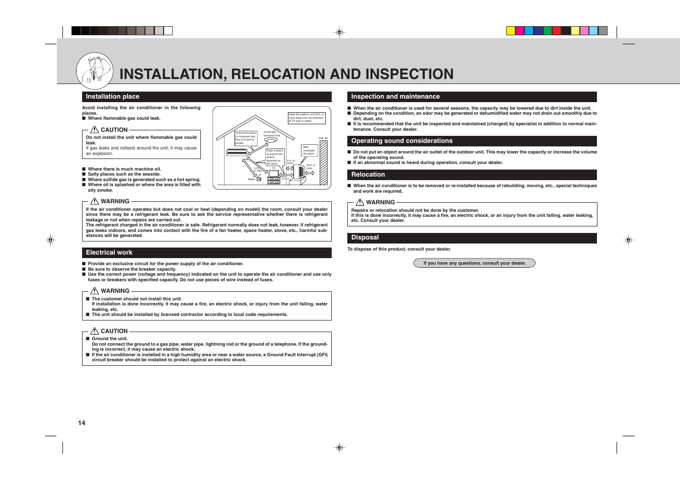 Installation, relocation and inspection | MITSUBISHI ELECTRIC MSZ09UN User Manual | Page 27 / 30