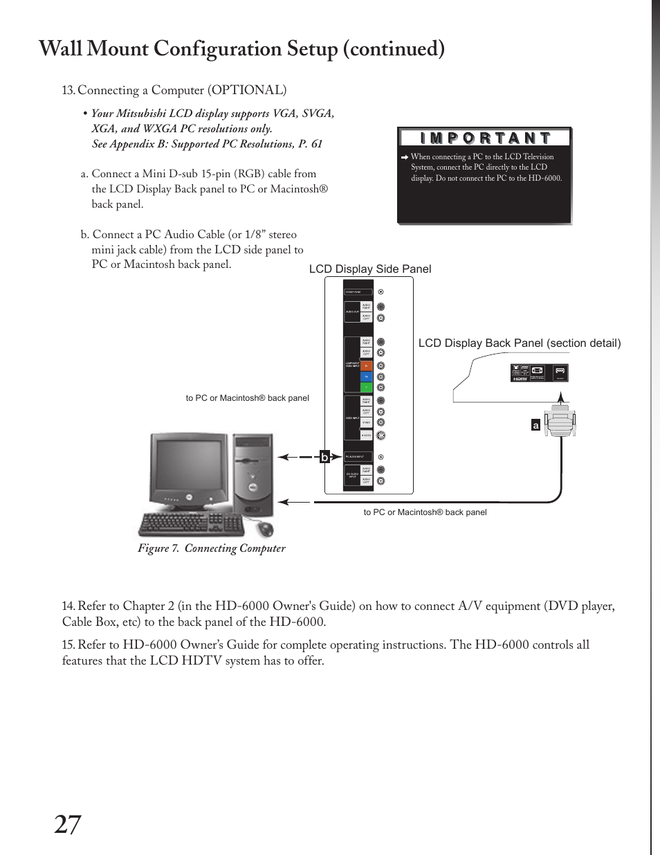 Wall mount configuration setup (continued) | MITSUBISHI ELECTRIC LT-4260 User Manual | Page 28 / 76
