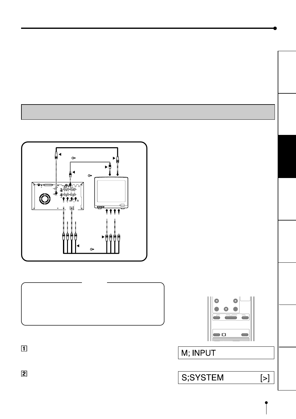 Connections, Connection with a monitor, 1press menu button | 2press stop button on remote control unit | MITSUBISHI ELECTRIC CP900E User Manual | Page 11 / 60