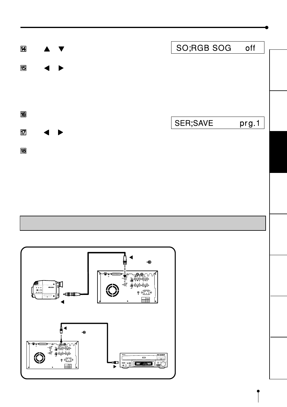 Connection with video or s-video signal equipment, Gpress set button | MITSUBISHI ELECTRIC CP900E User Manual | Page 13 / 60