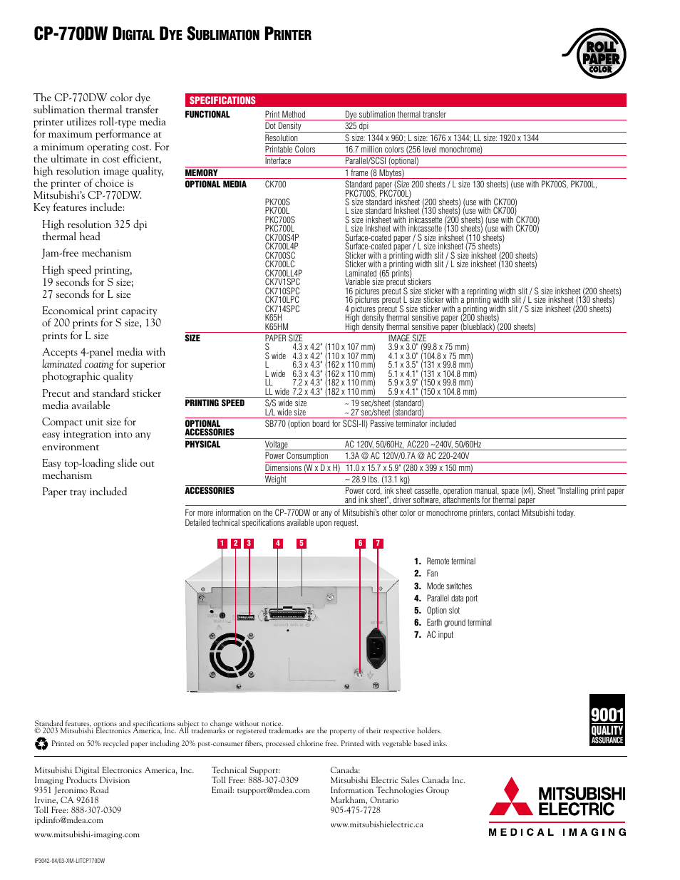 Igital, Ublimation, Rinter | MITSUBISHI ELECTRIC CP-770DW User Manual | Page 2 / 2