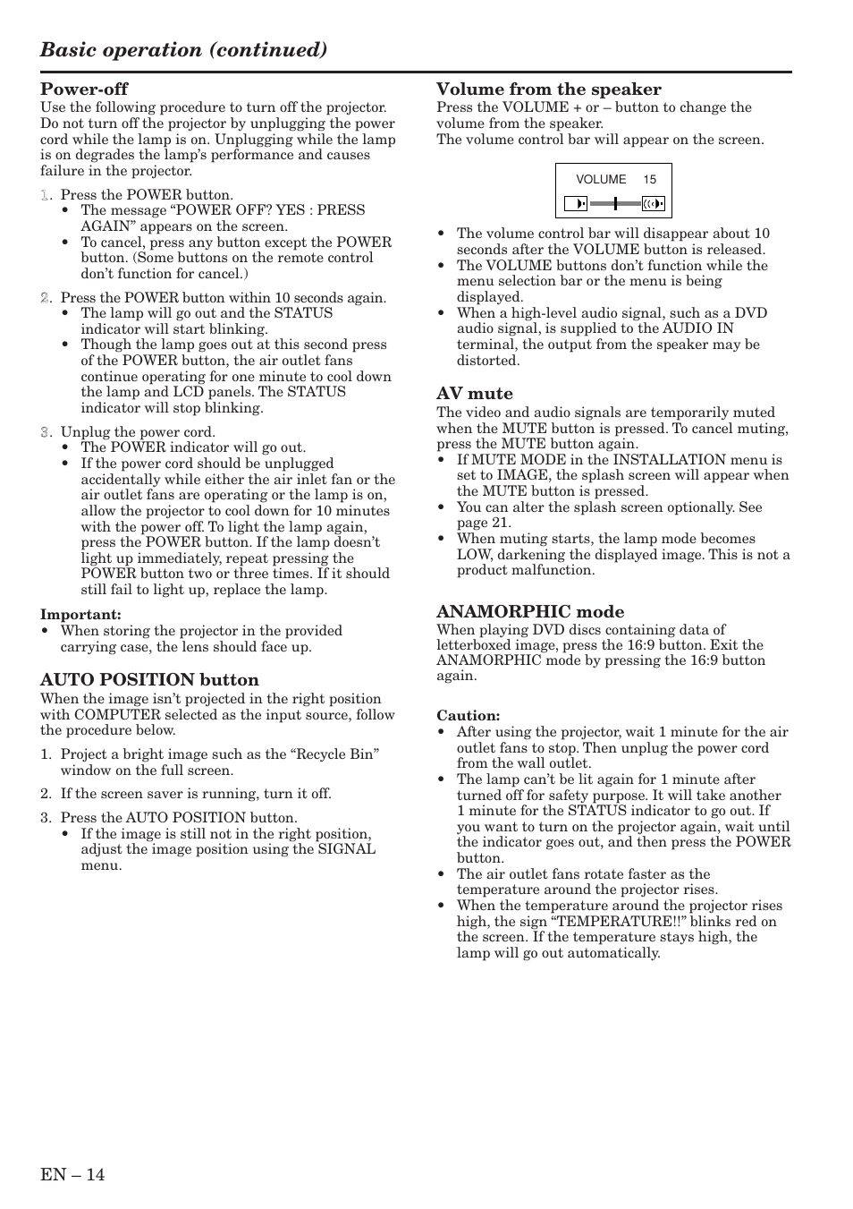 Basic operation (continued) | MITSUBISHI ELECTRIC XL9U User Manual | Page 14 / 32