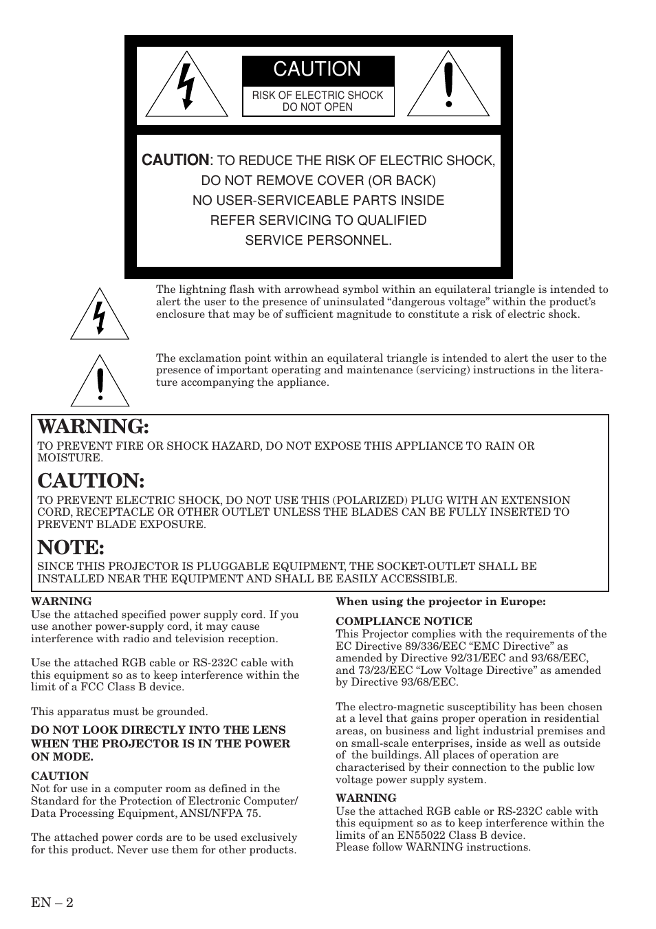 Caution, Warning | MITSUBISHI ELECTRIC XL9U User Manual | Page 2 / 32