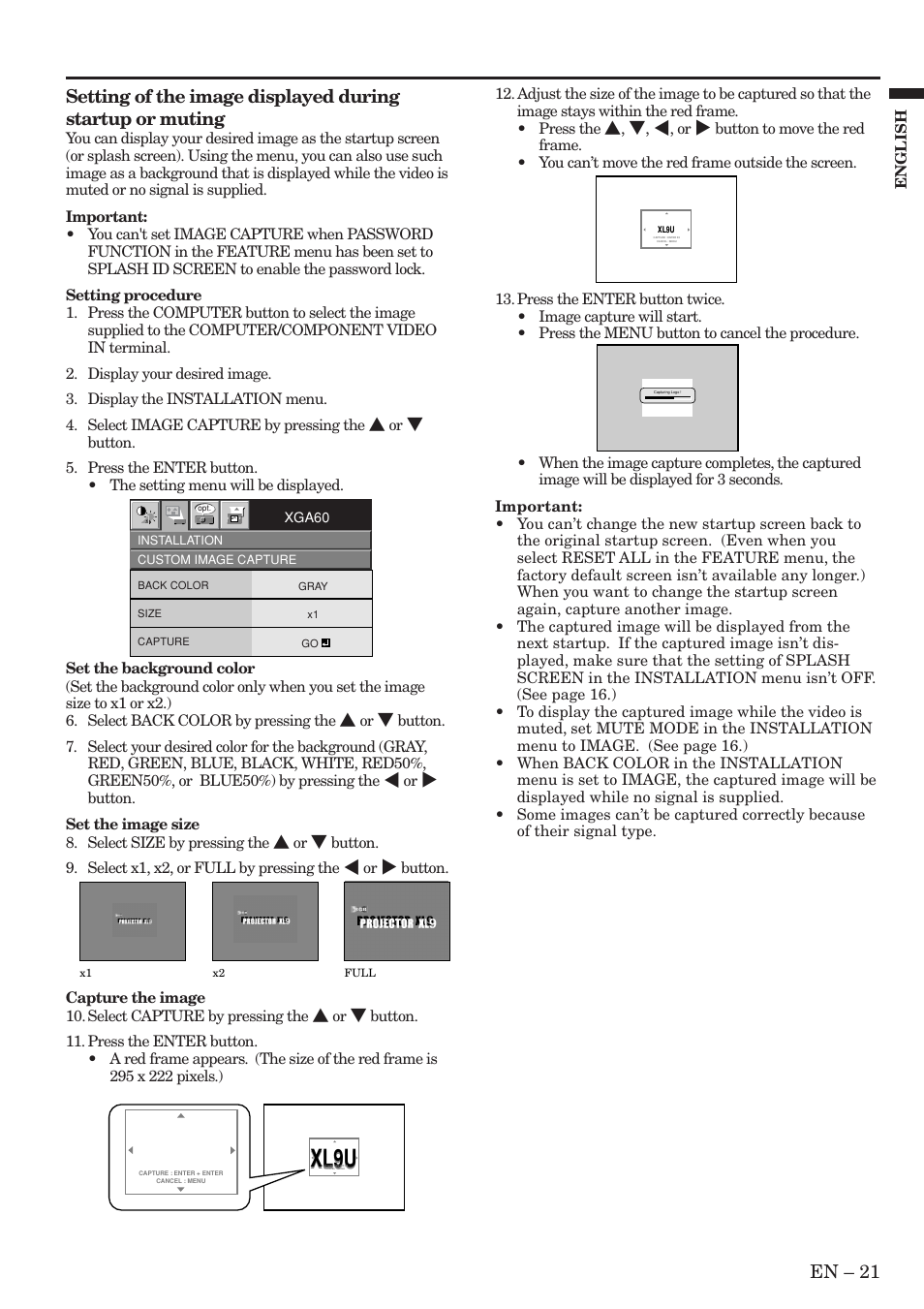 Xl9u, En – 21 | MITSUBISHI ELECTRIC XL9U User Manual | Page 21 / 32