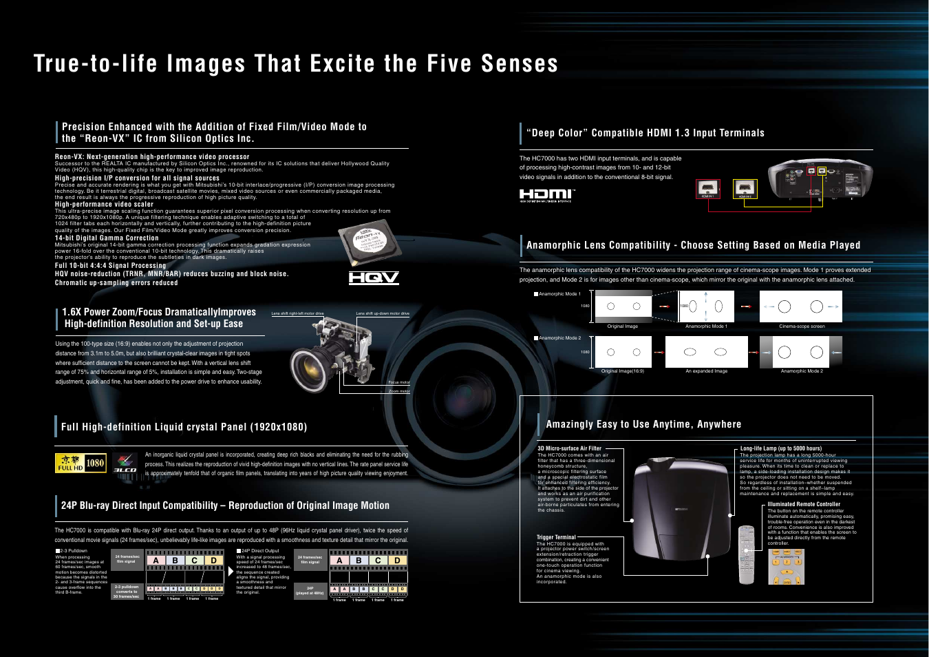 True-to-life images that excite the five senses | MITSUBISHI ELECTRIC HC7000 User Manual | Page 4 / 4