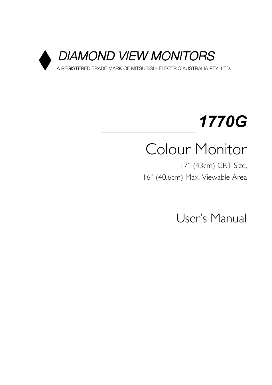 MITSUBISHI ELECTRIC 1770G User Manual | 22 pages