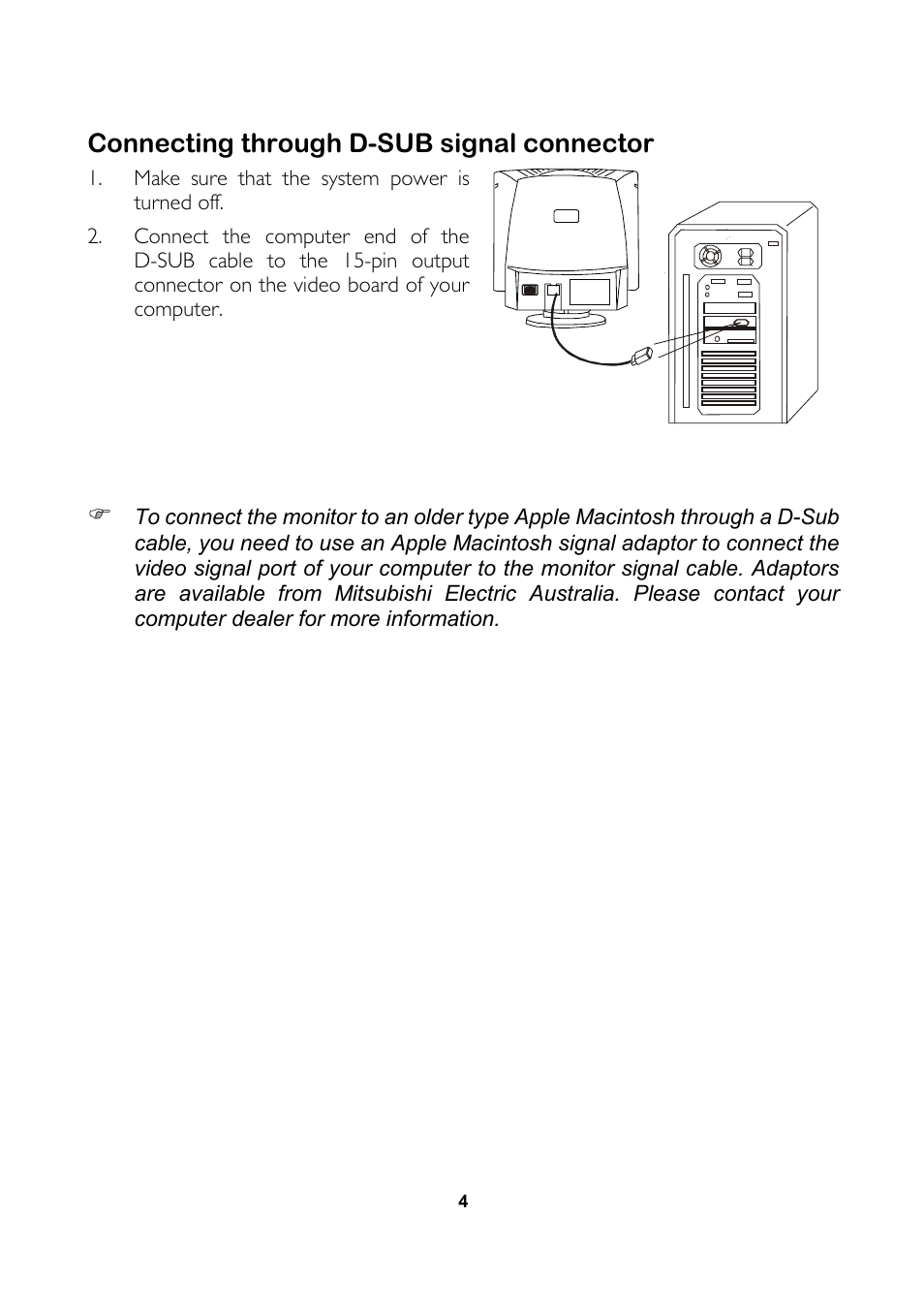 Connecting through d-sub signal connector | MITSUBISHI ELECTRIC 1770G User Manual | Page 12 / 22