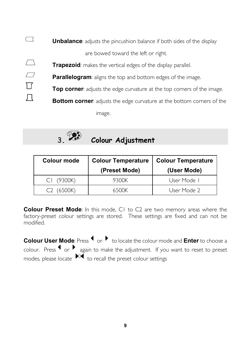 3 . colour adjustment | MITSUBISHI ELECTRIC 1770G User Manual | Page 17 / 22