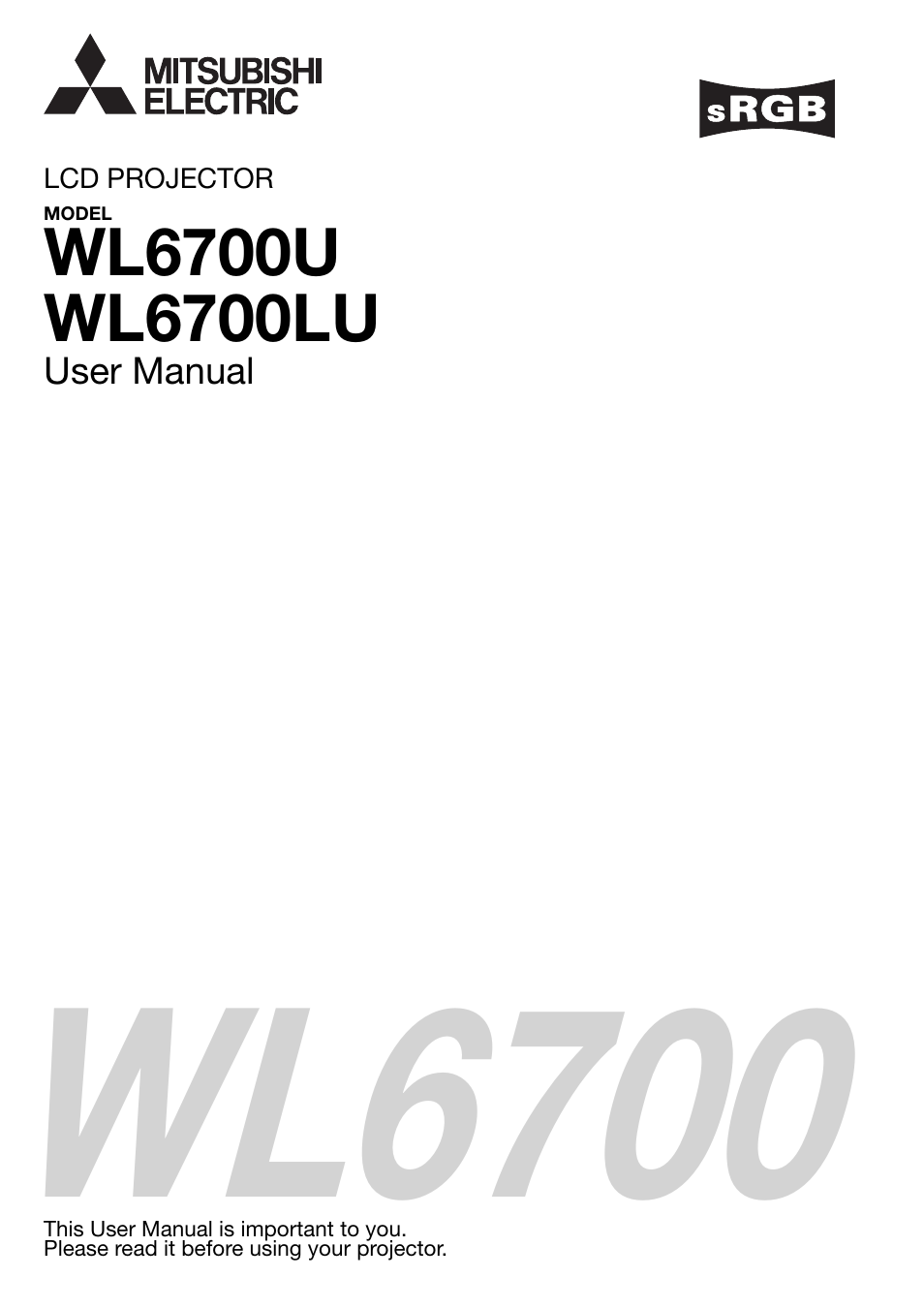 MITSUBISHI ELECTRIC WL6700U User Manual | 49 pages