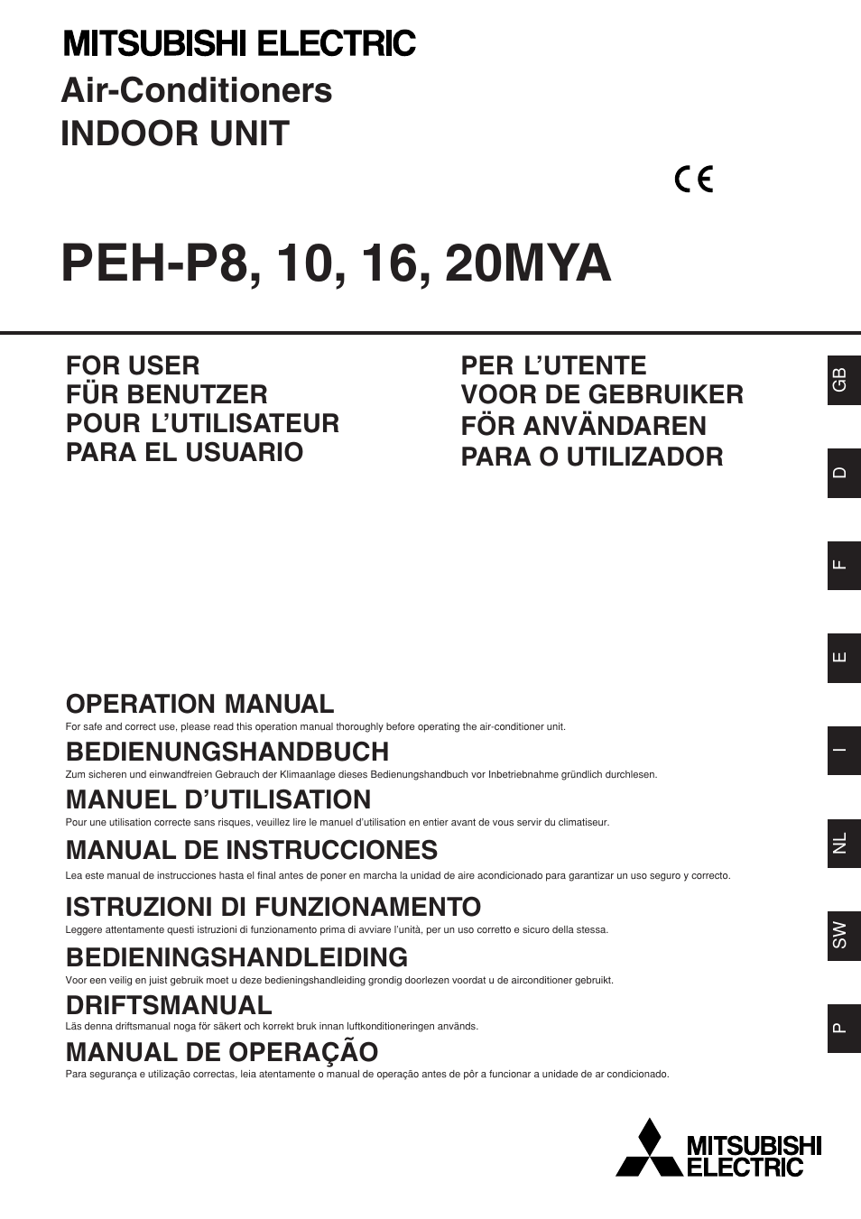 MITSUBISHI ELECTRIC PEH-P10 User Manual | 12 pages