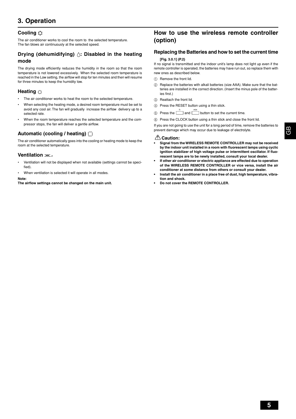 Operation, Gb d f sw i nl e p, How to use the wireless remote controller (option) | MITSUBISHI ELECTRIC PEH-P10 User Manual | Page 5 / 12