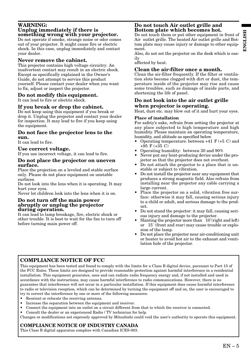 MITSUBISHI ELECTRIC XL1X S L 2 User Manual | Page 5 / 28