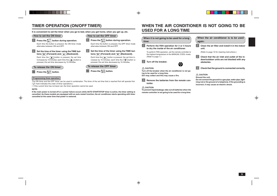 Timer operation (on/off timer) | MITSUBISHI ELECTRIC MR. SLIM MSY-A24NA User Manual | Page 9 / 14